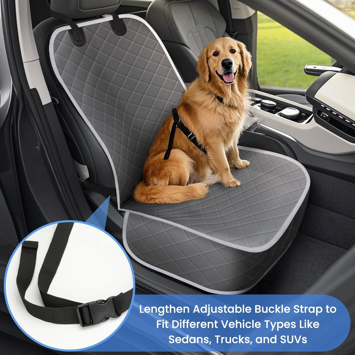 Dog Car Seat Covers, Waterproof Front Seat Cover for Dogs
