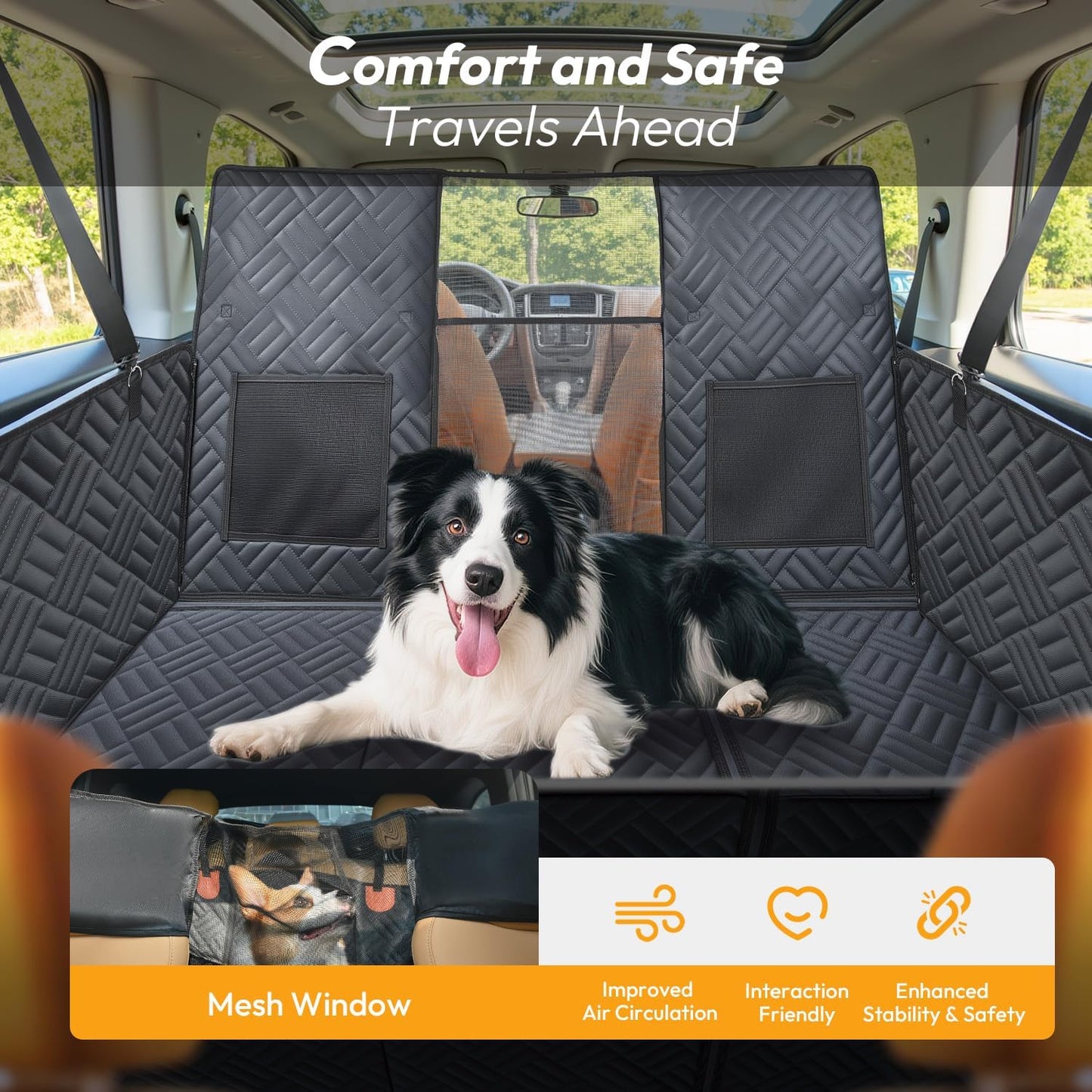 Dog Car Seat Cover for Back Seat-Holds 400lbs, XL Hard