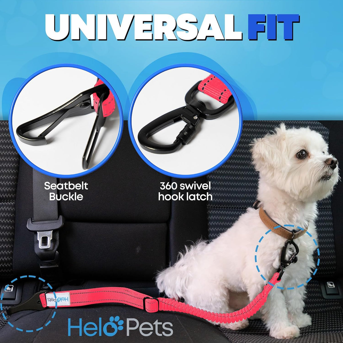 Dog Seat Belt for Car 3-in-1 Adjustable Safety Seatbelt for