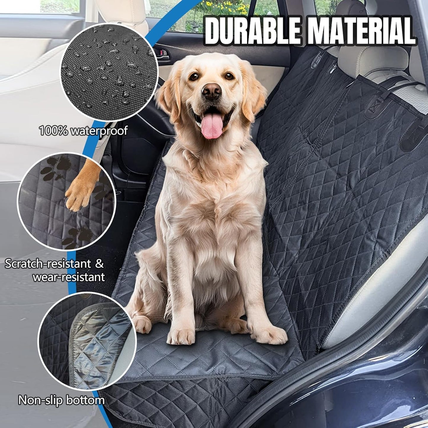 Dog Car Seat Cover for Backseat, Scratchproof & Waterproof