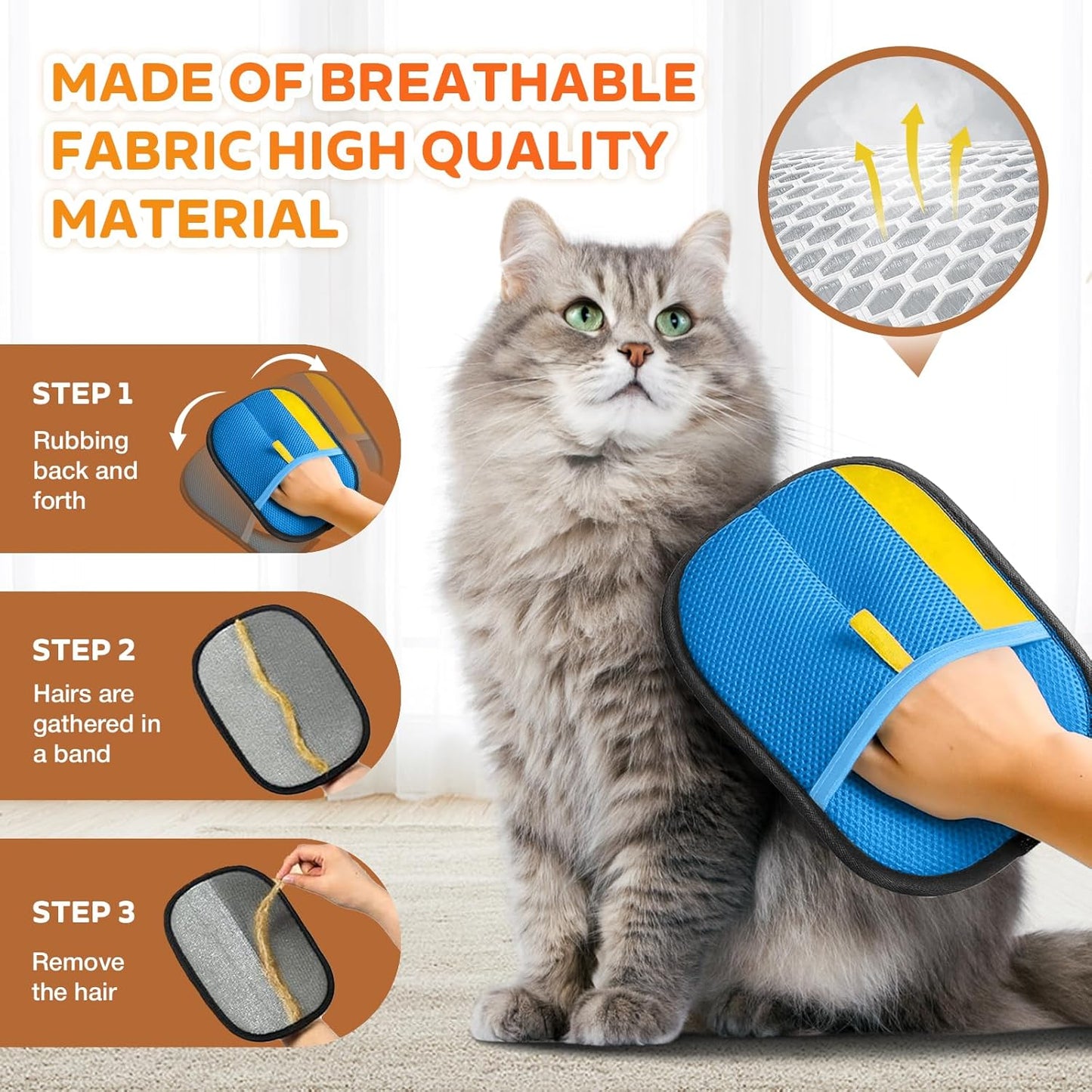 Reusable Pet Hair Remover Gloves – Electrostatic Lint & Fur