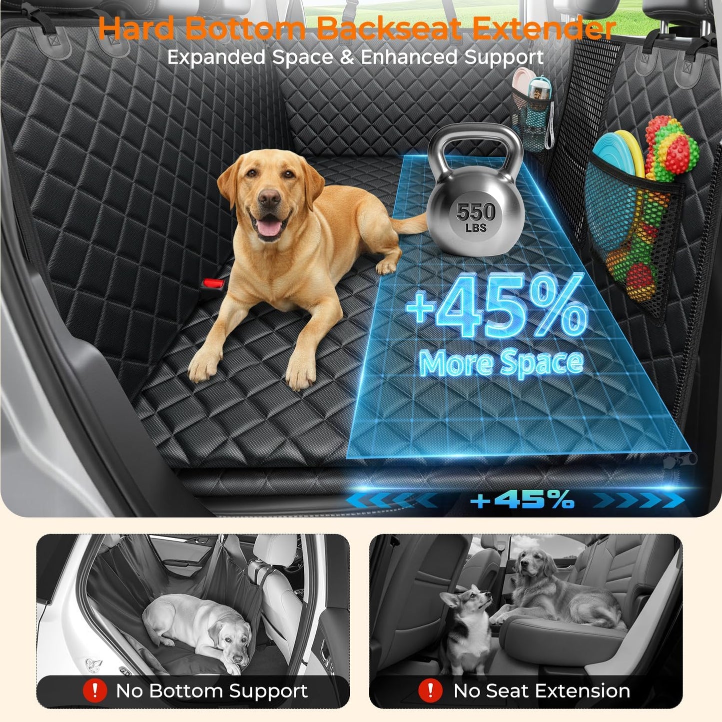 2026 Upgraded Back Seat Extender for Dogs - Large Hard
