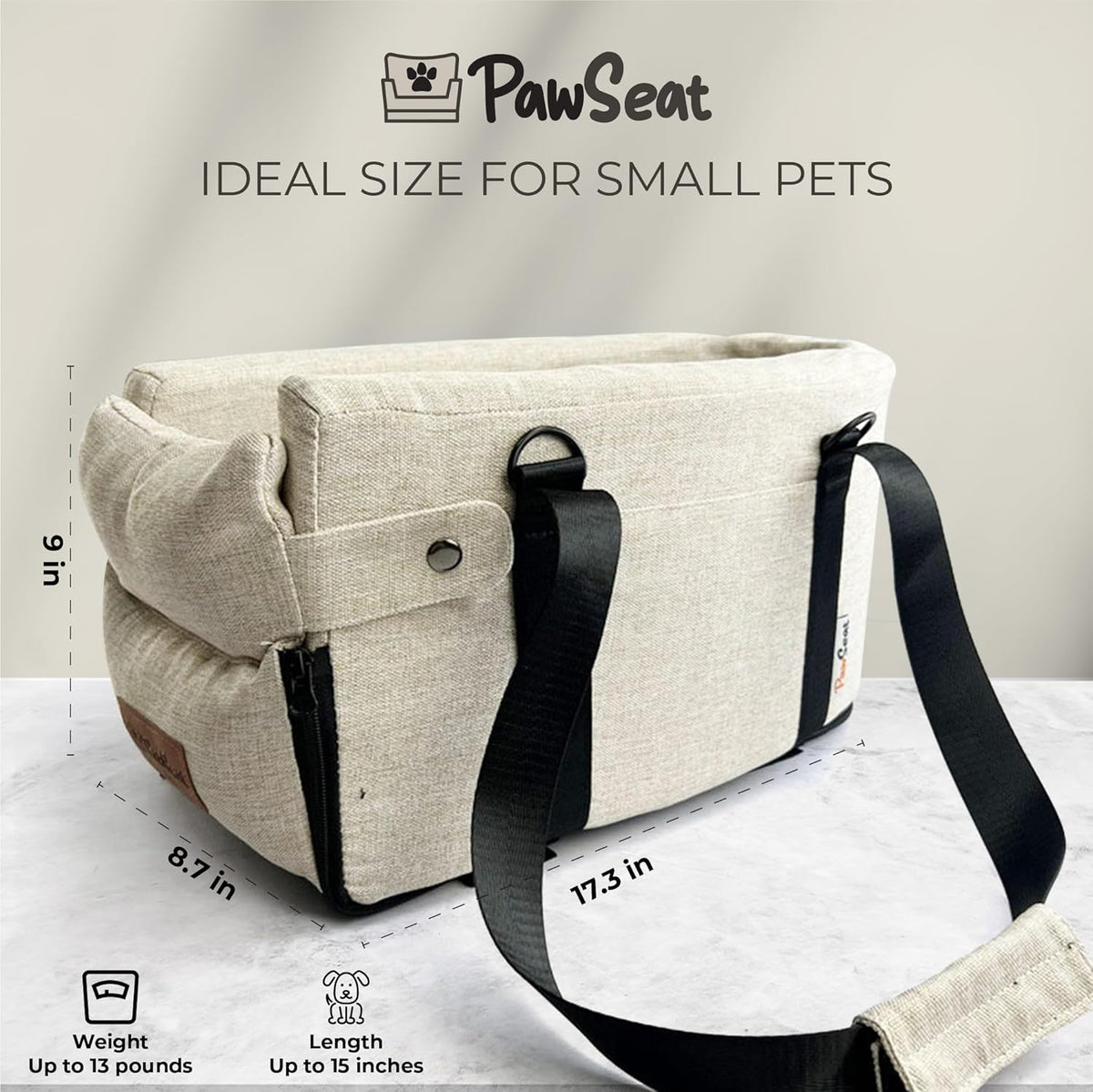 Center Console Dog Car Seat for Small Dogs and Puppies