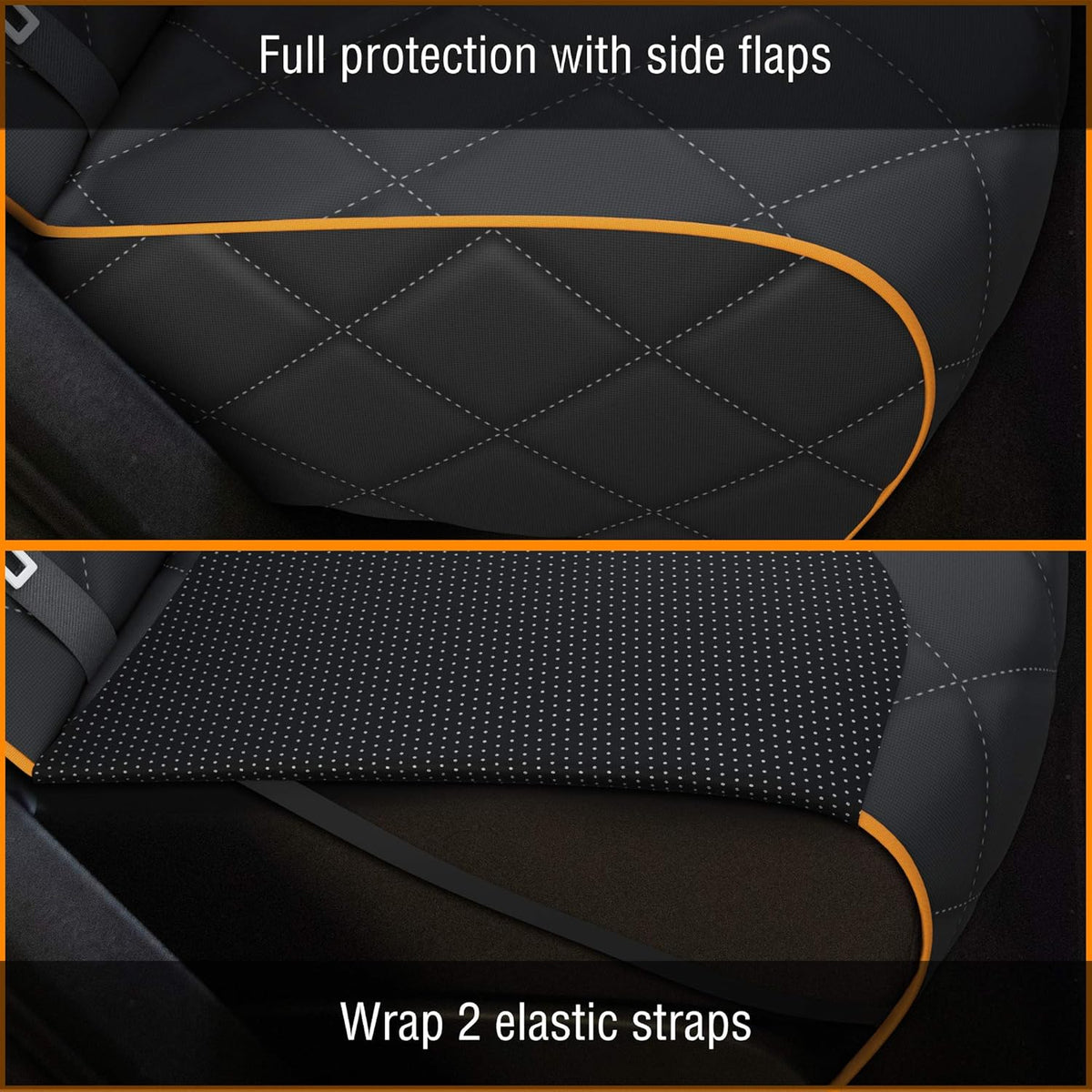 Orange Car Rear Seat Cover for Dogs, Durable Waterproof &