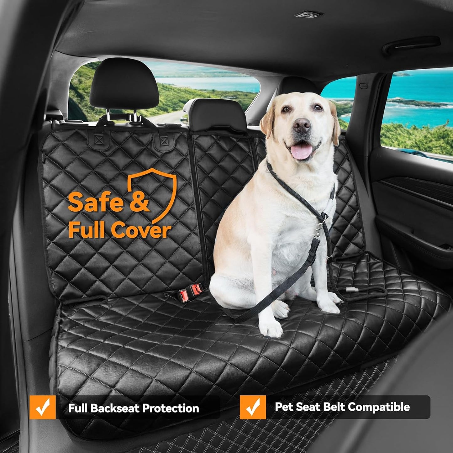 Dog Car Seat Cover for Back Seat, Waterproof Back Seat