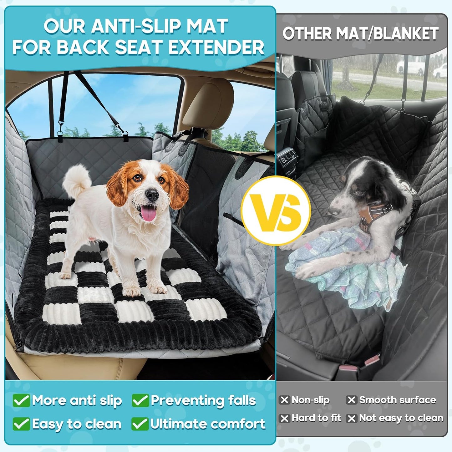 Dog Car Bed Mat, Non-Slip Backseat Extender Pet Blanket