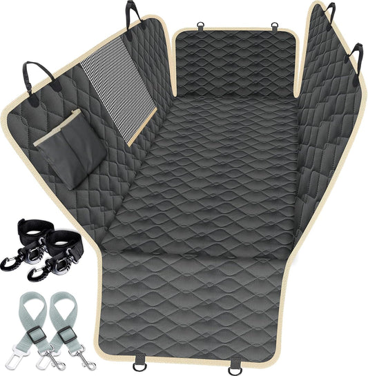XL Truck Dog Seat Cover Back Seat with 2 Seat Belts, Dog