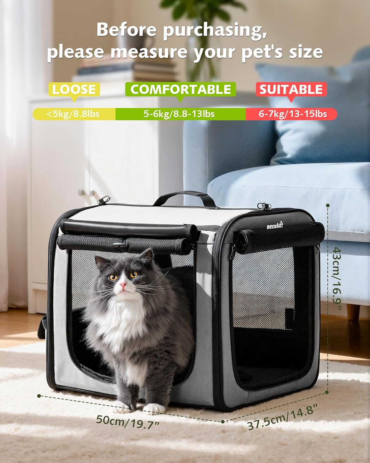 Dog Car Carrier Light Weight 19.7×16.9×14.8in, Dog Carrier