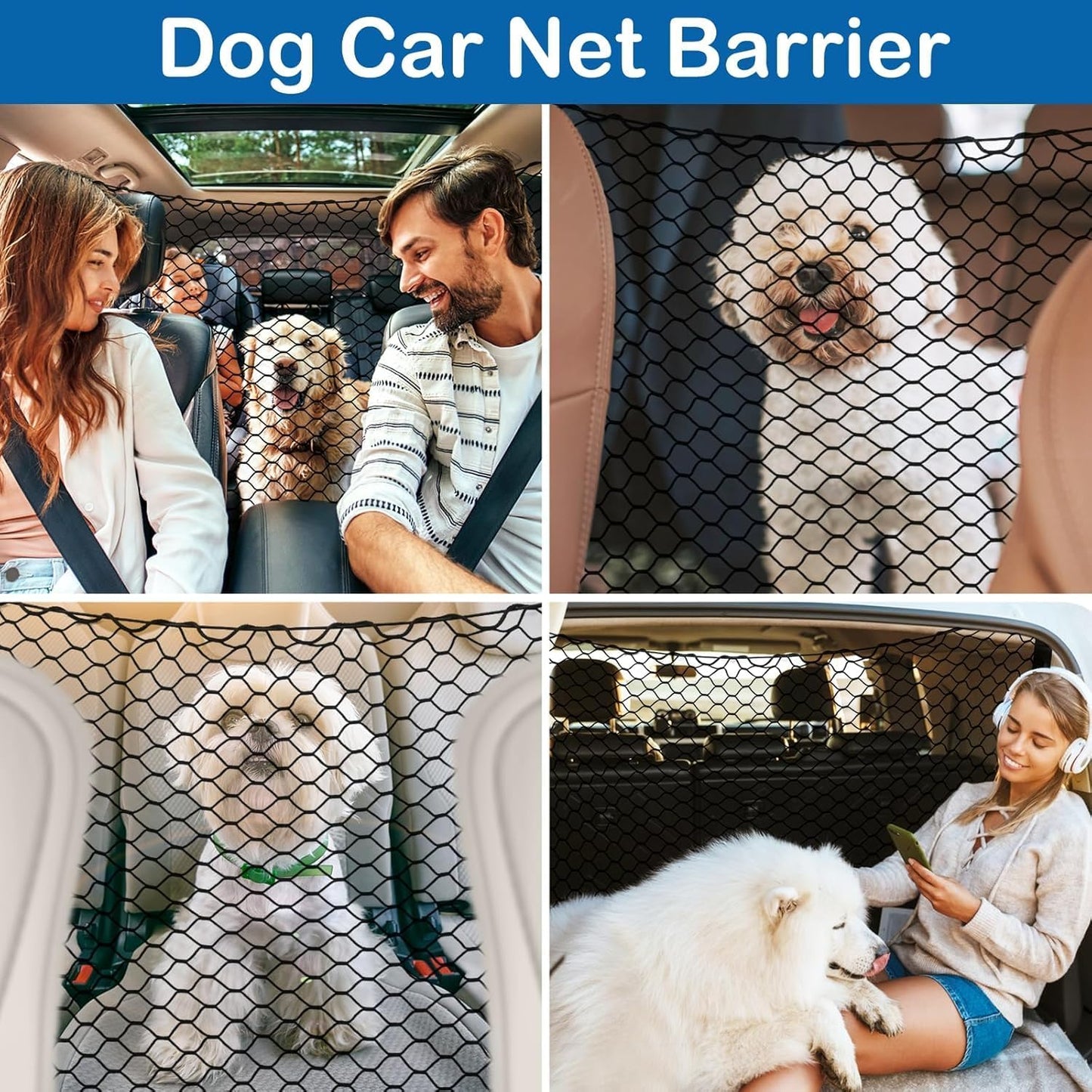 Dog Car Barrier Vehicle Pet Barrier Backseat Mesh Dog Car