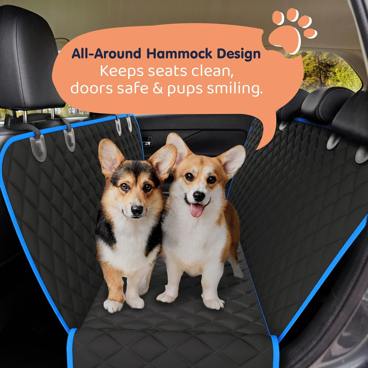Dog Car Seat Cover for Back Seat, Waterproof Hammock for