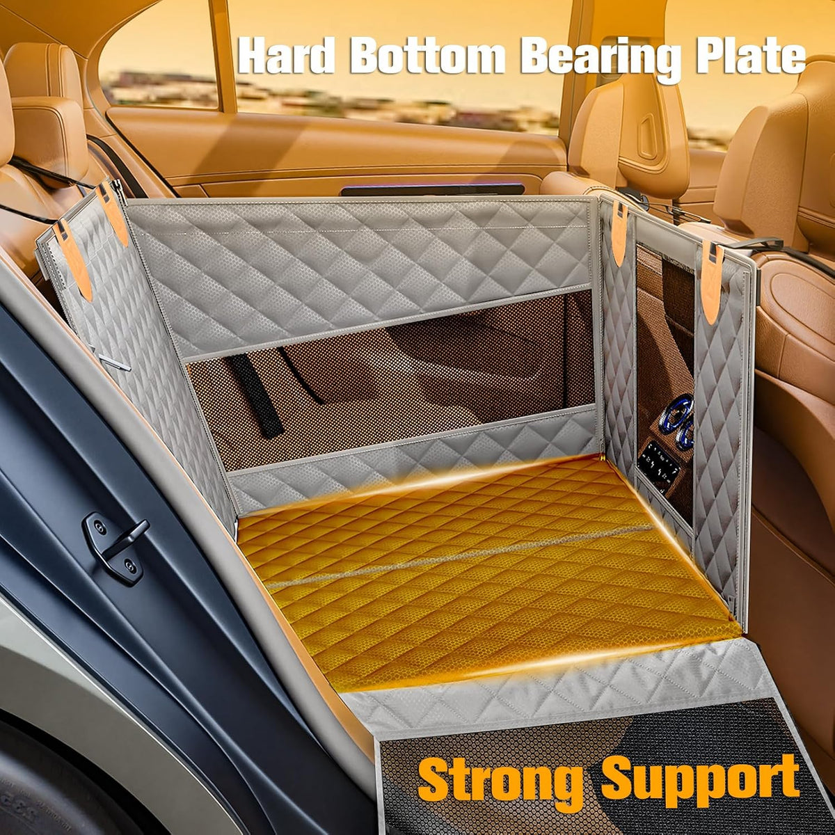 Large Dog Car Seat, Back Seat Extender for Dogs with 3 Mesh