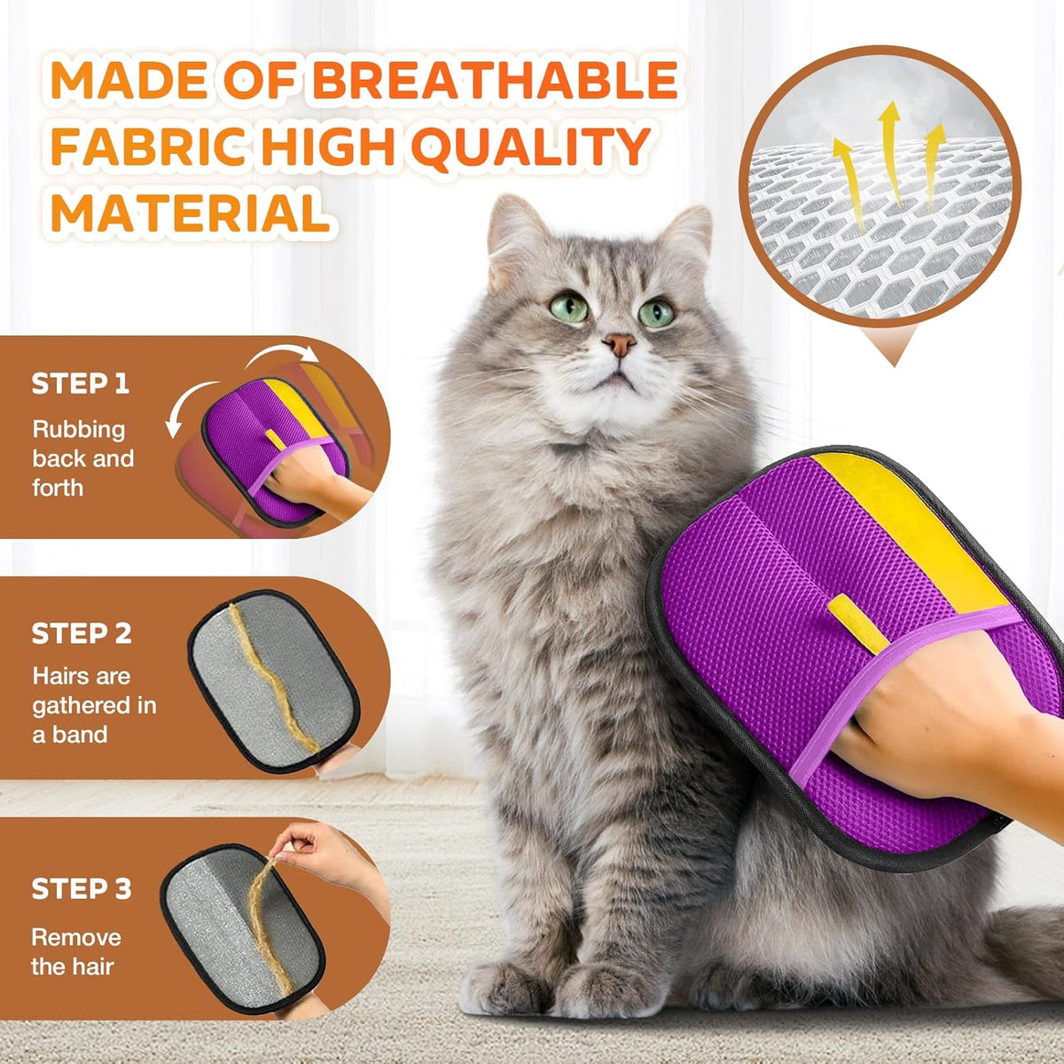 Reusable Pet Hair Remover Gloves – Electrostatic Lint & Fur