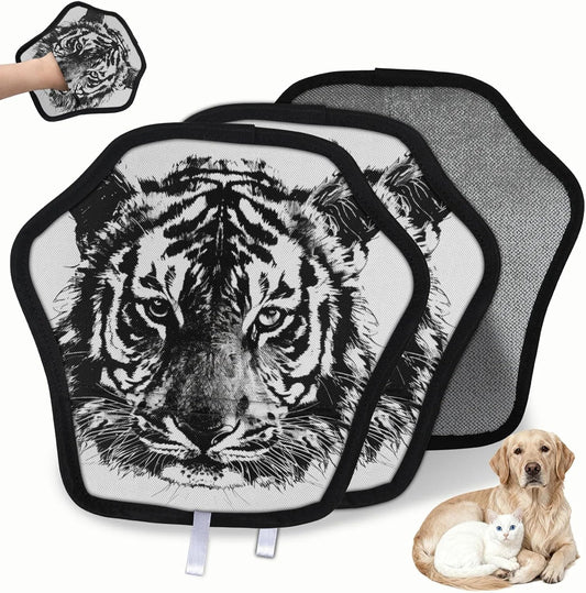 Black and White Tiger 2Pcs Electrostatic Reusable Pet Hair