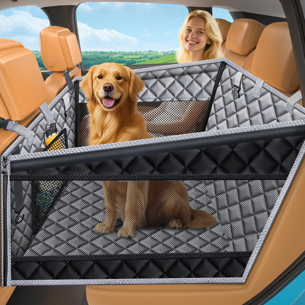 Hard Bottom Dog Car Seat for Large Medium Dogs, Dog Back