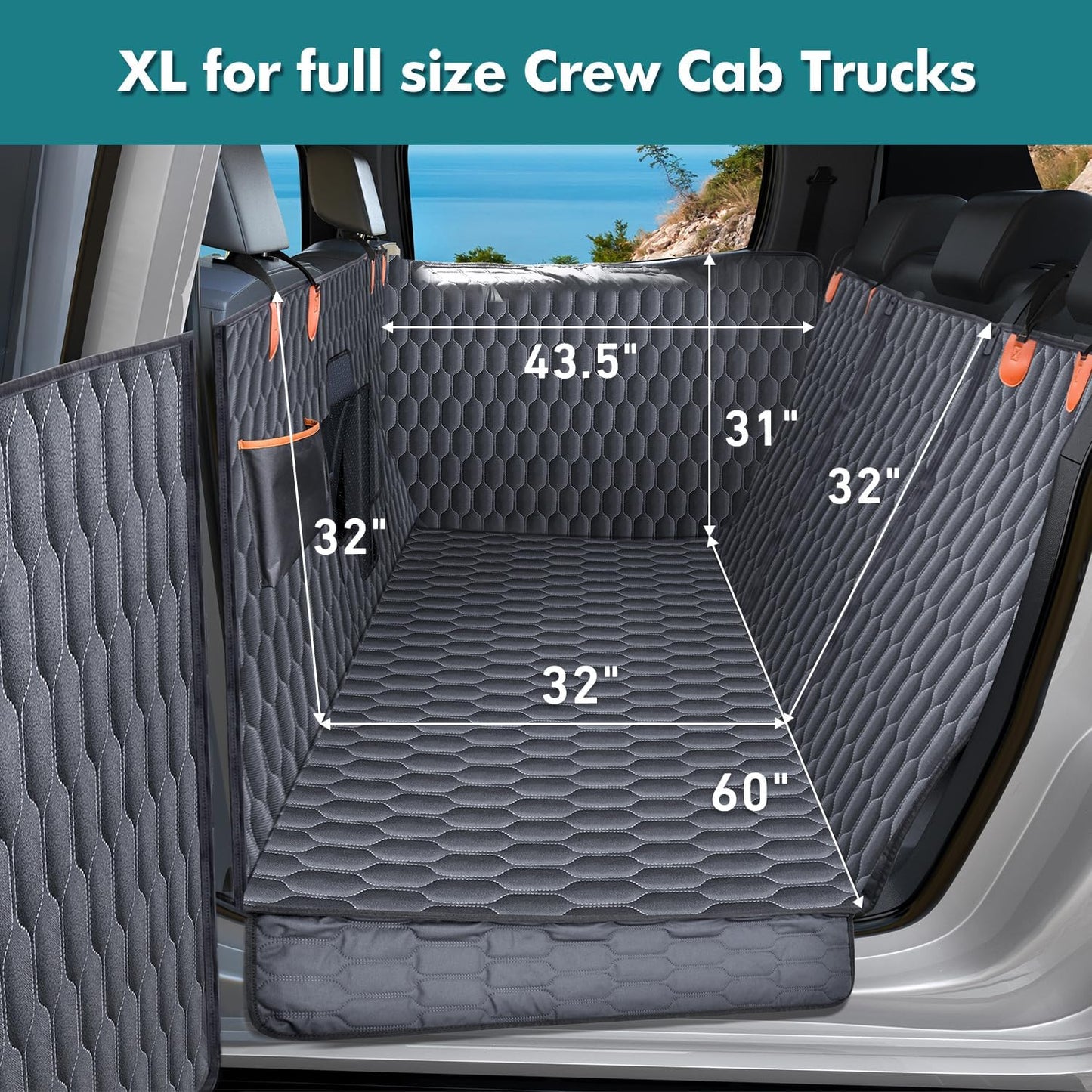 XL Trucks Dog Car Seat Cover for Back Seat Crew Cab with