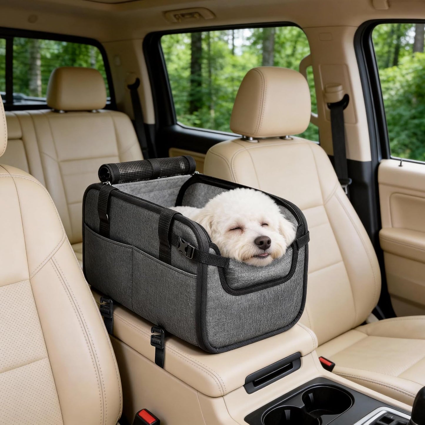 Large Dog Car Seat for Center Console Fits 10-18lbs