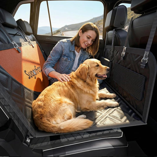 Dog Car Seat Cover for Back Seat - Upgraded PU Leather Dog