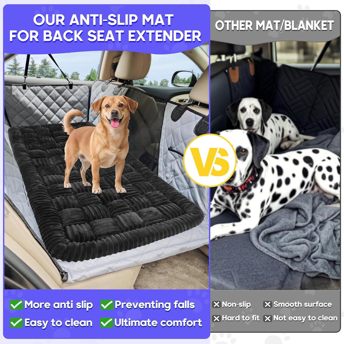 Dog Car Bed Mat, Non-Slip Backseat Extender Pet Blanket