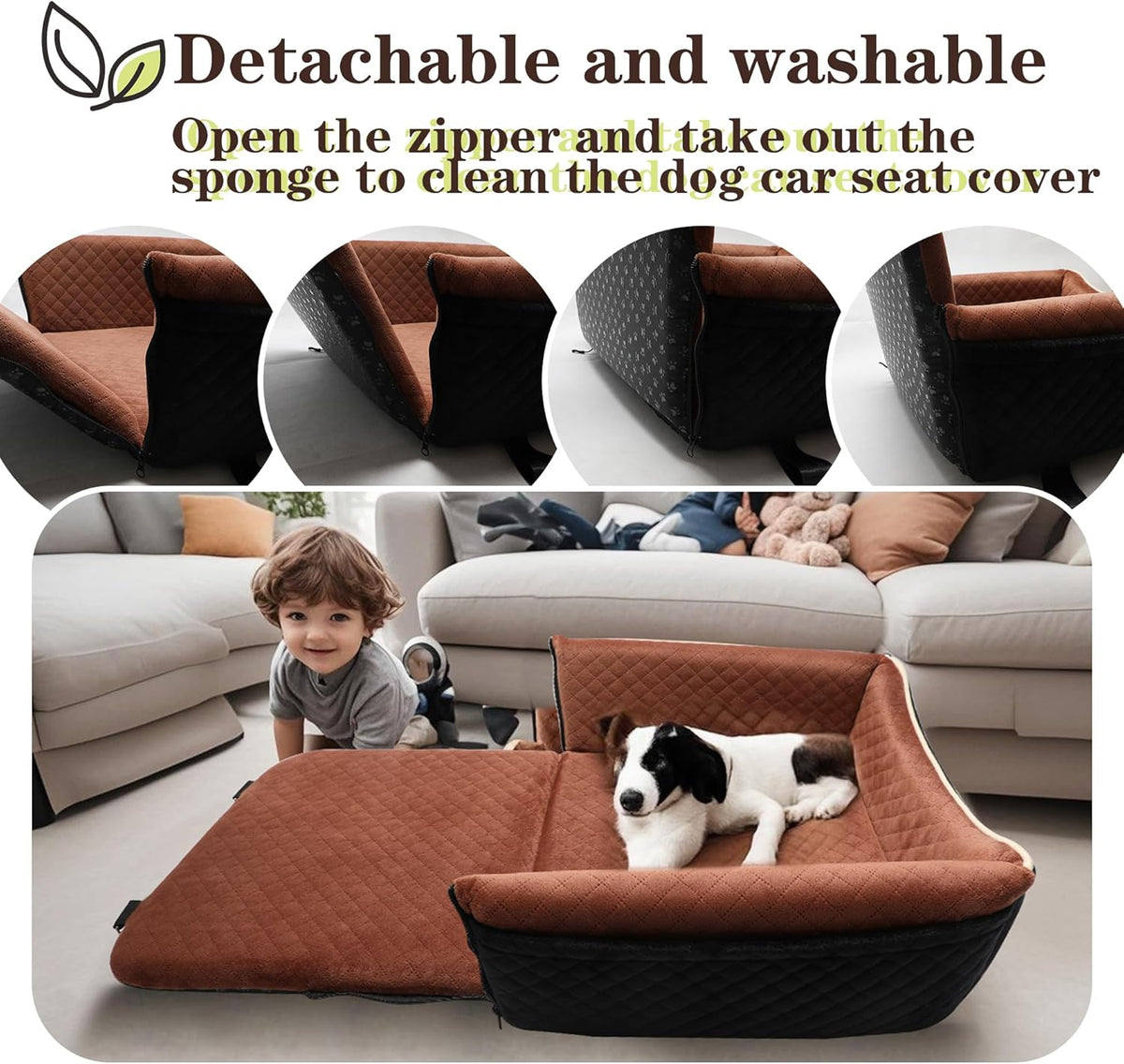 Dog Car Seat Bed 2 in 1 for Small/Medium Dogs up to 35