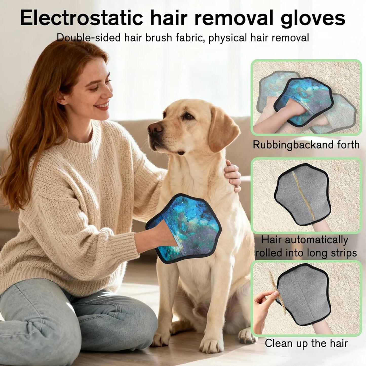 Pet Hair Removal Glove for Dogs Cats Reusable Washable Set