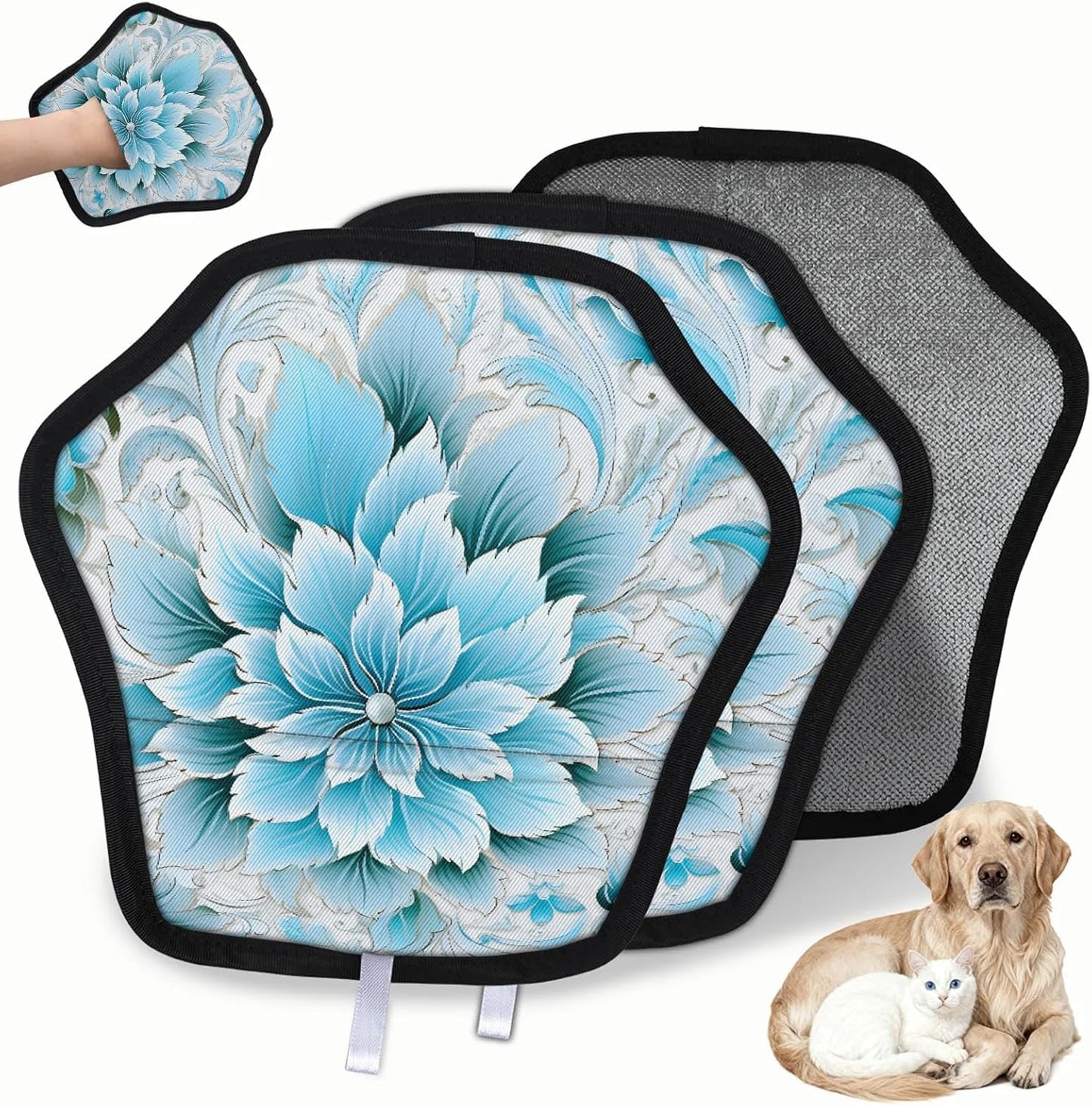 Enthic Blue Flower 2Pcs Electrostatic Reusable Pet Hair
