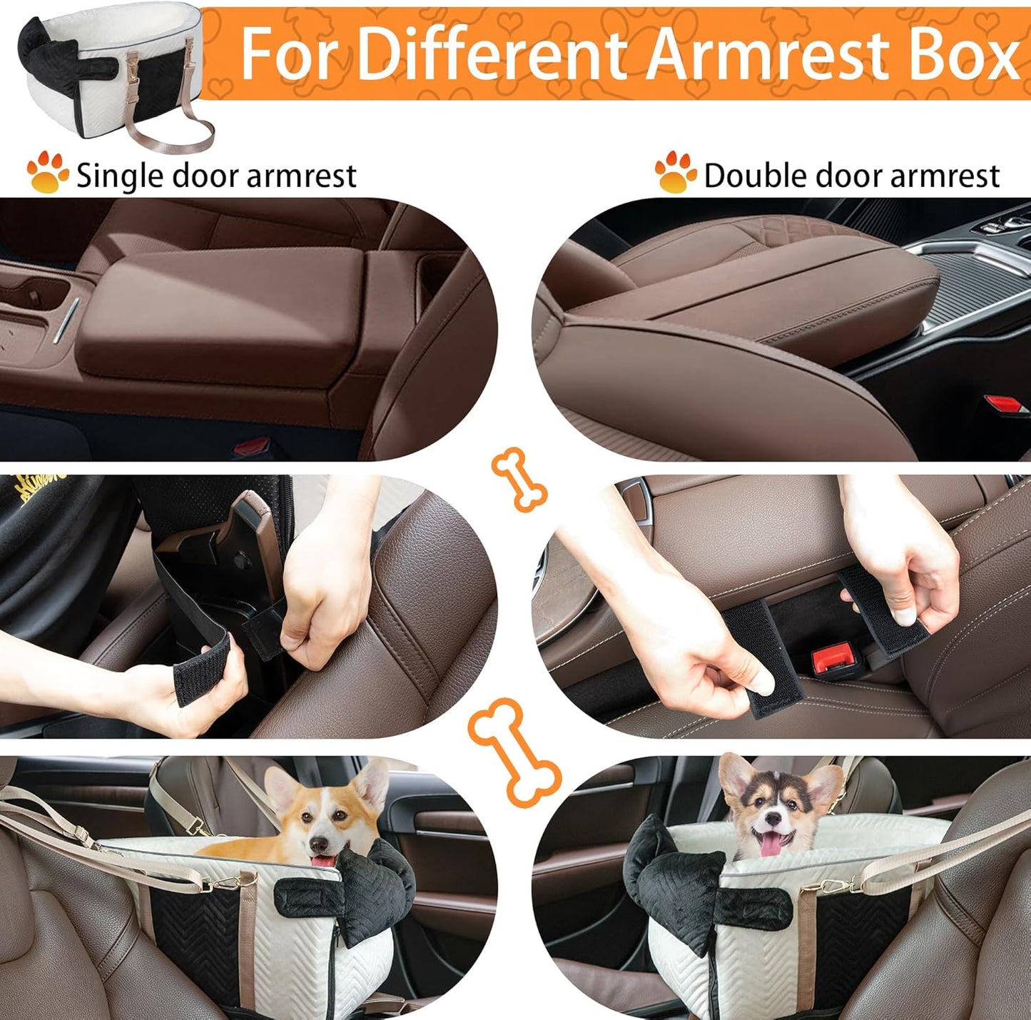 Dog Car Seat for Small Dogs Adjustable Portable Center