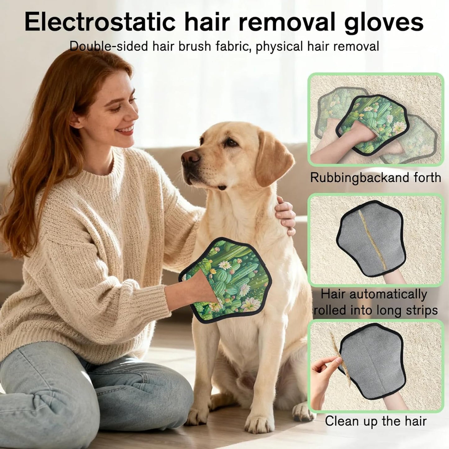Pet Hair Removal Glove for Dogs Cats Reusable Washable Set