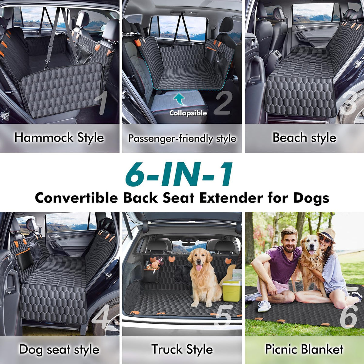 XL Back Seat Extender for Dogs-Supports 400lb,Waterproof