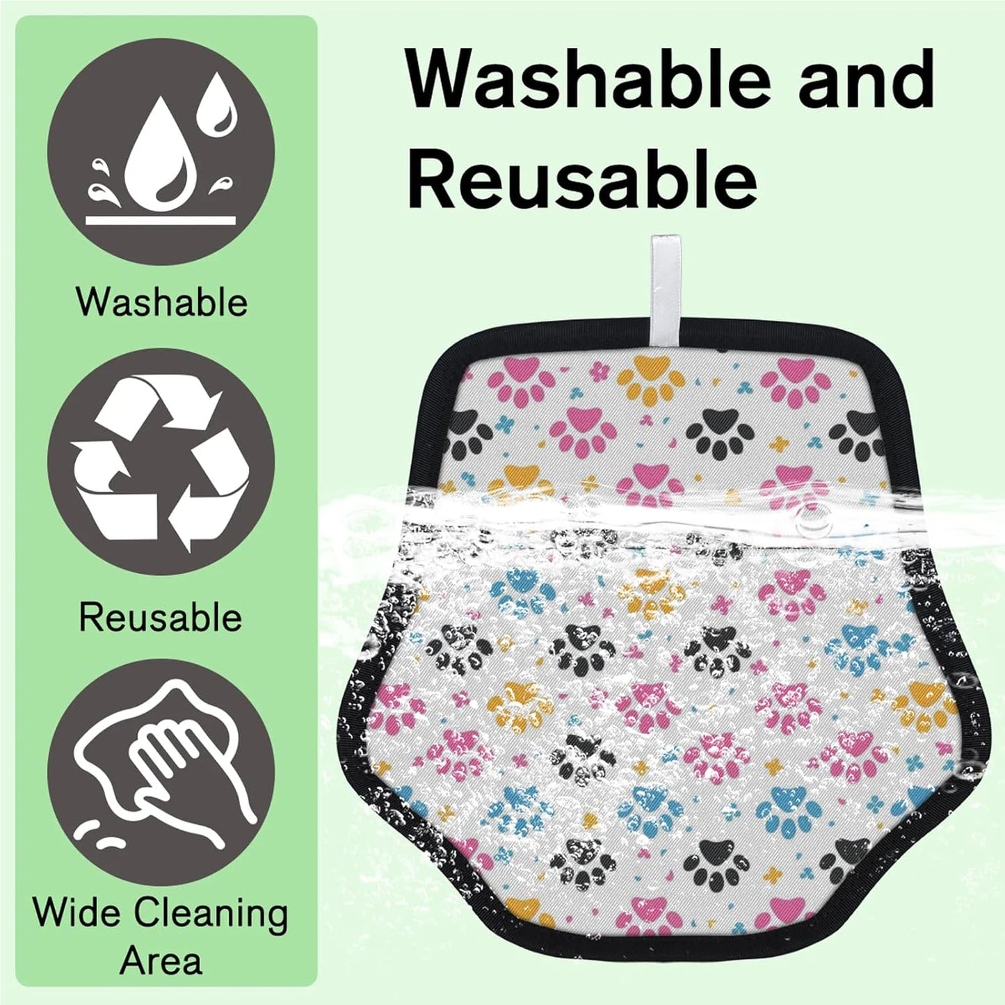 Cute Dog Paws Print 2Pcs Electrostatic Reusable Pet Hair
