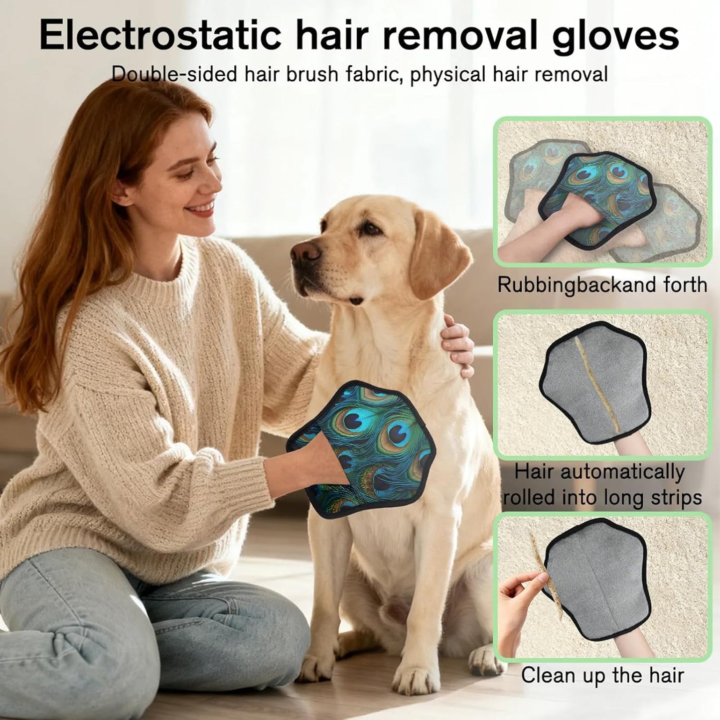 Colorful Feather Peacock 2Pcs Electrostatic Reusable Pet