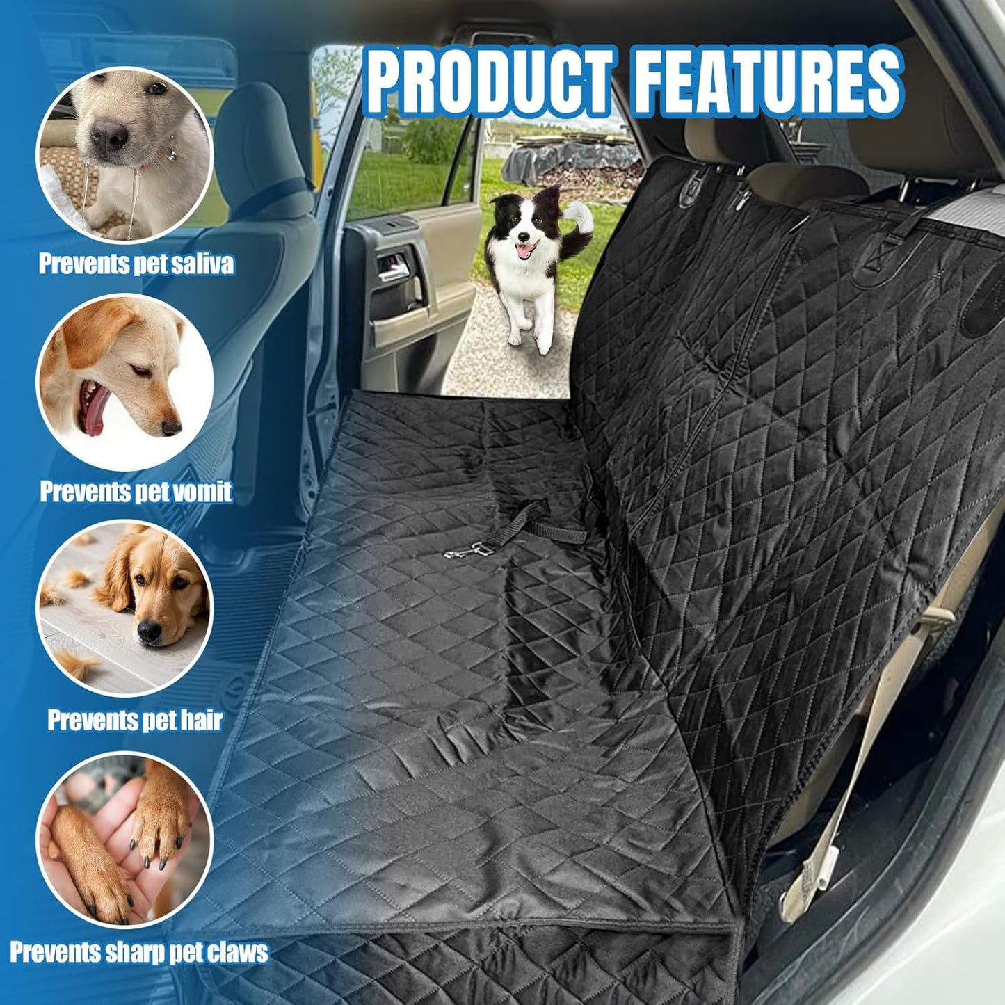 Dog Car Seat Cover for Backseat, Scratchproof & Waterproof
