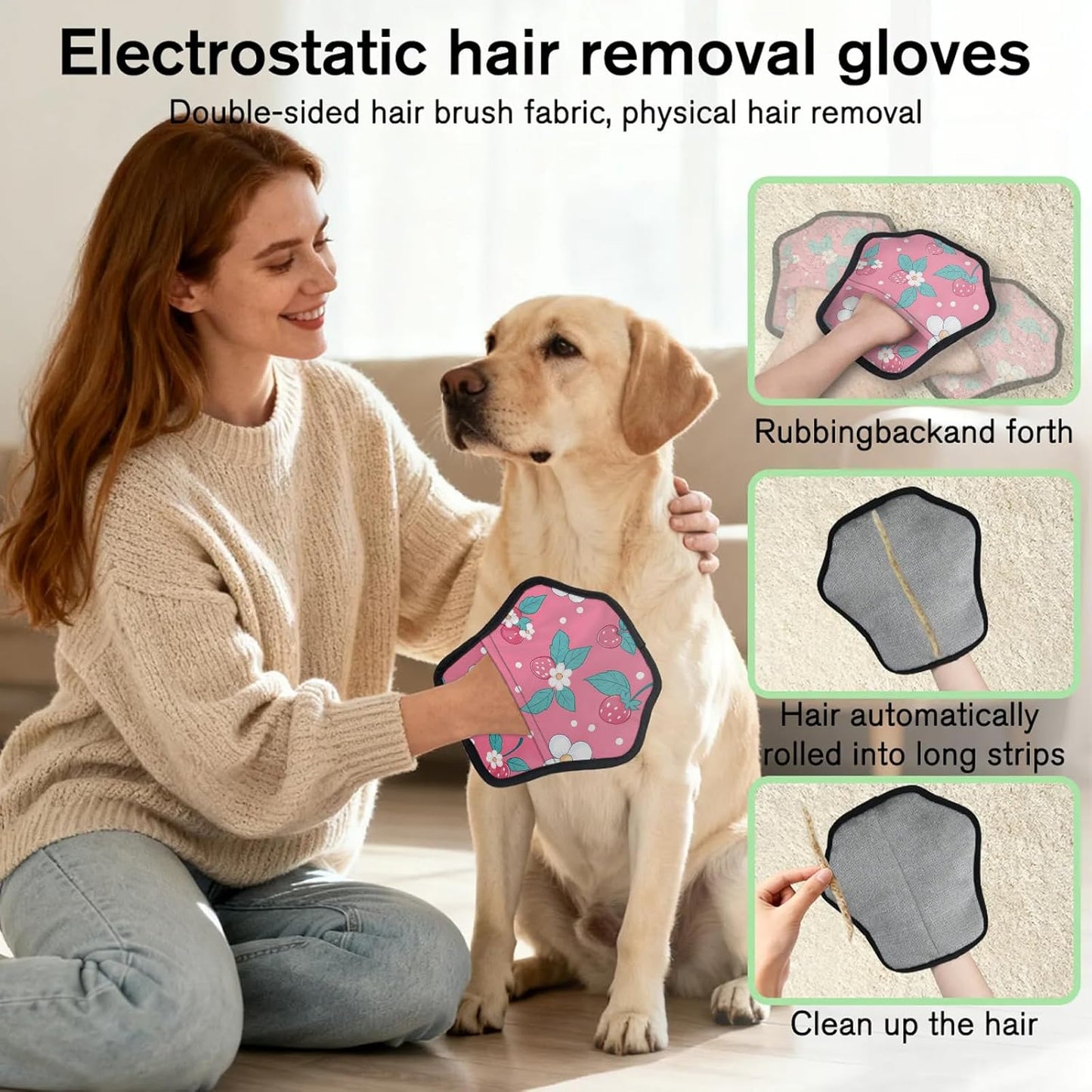 Pet Hair Removal Glove for Dogs Cats Reusable Washable Set