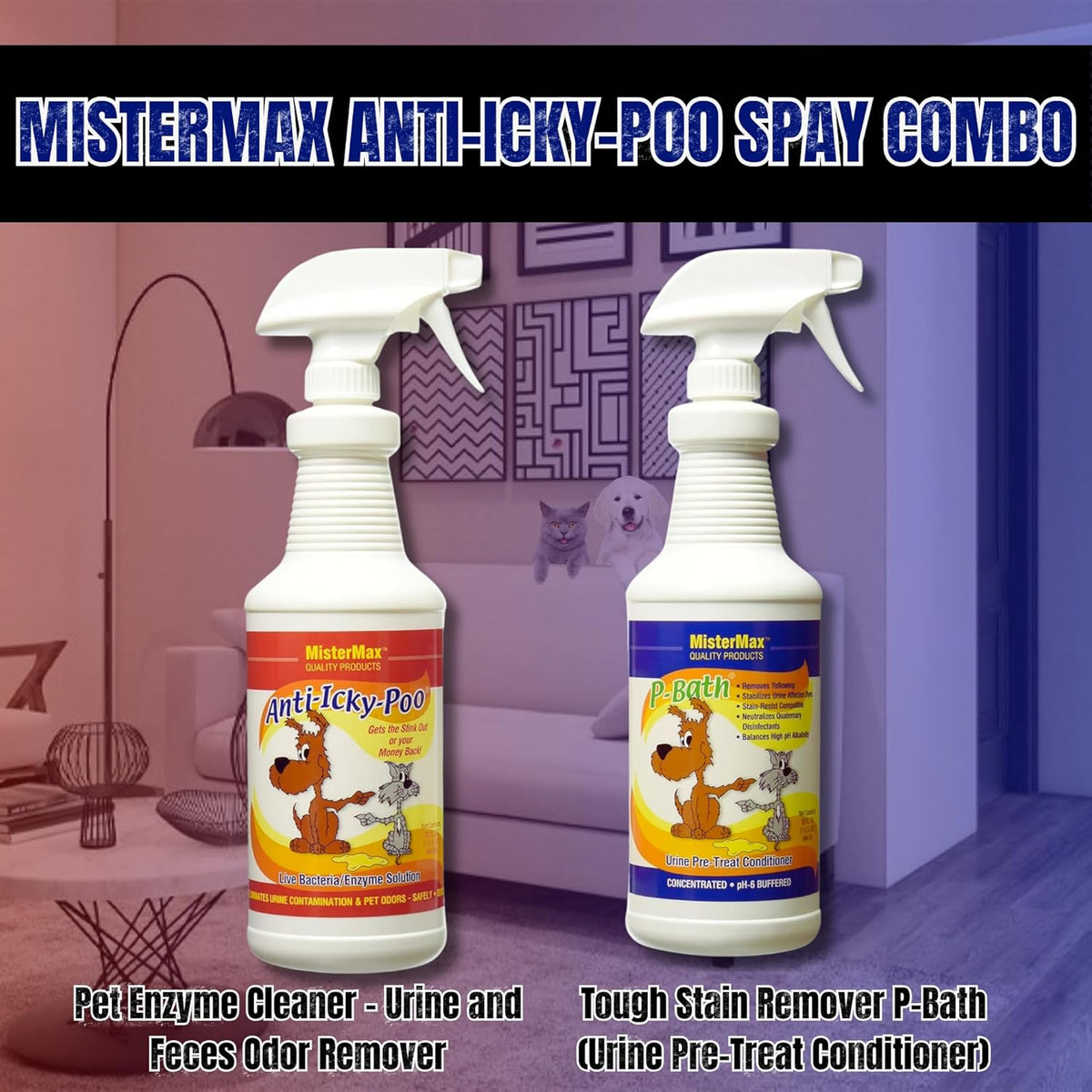Anti Icky Poo Enzyme Cleaner Spray Combo - Pet Urine Odor