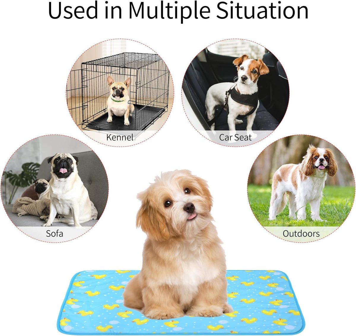 NACOCO Summer Pet Cooling Mat - Cat Dog Cushion Pad Sleeping Cool Ducks Comfortable Soft for Pets Kids and Adults(Blue Duck, S)