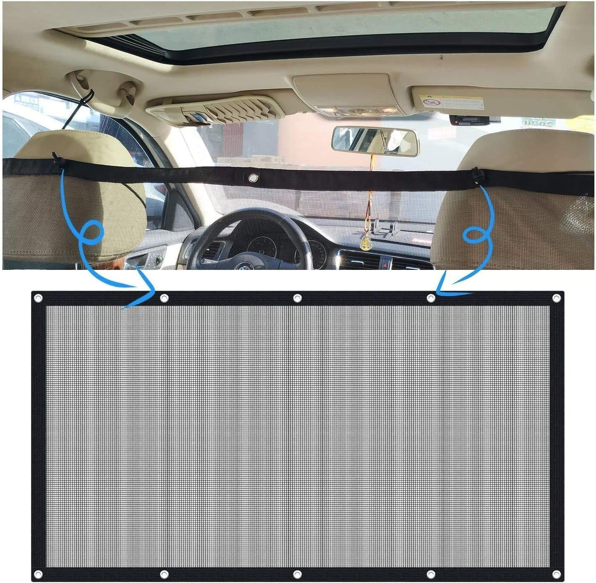 Dog Car Barrier Vehicle Pet Barrier Backseat Mesh Dog Car