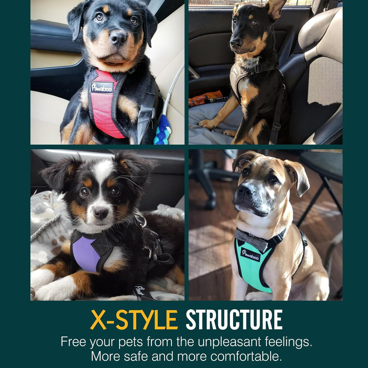 Breathable Dog Seat Belt Harness for Car, Adjustable Dog