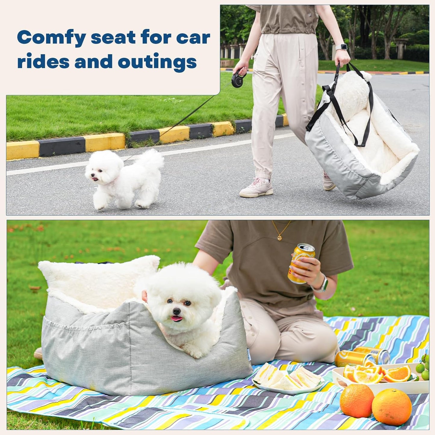 Milk and Soda Small Dog Car Seat Bed for Small Dogs Under