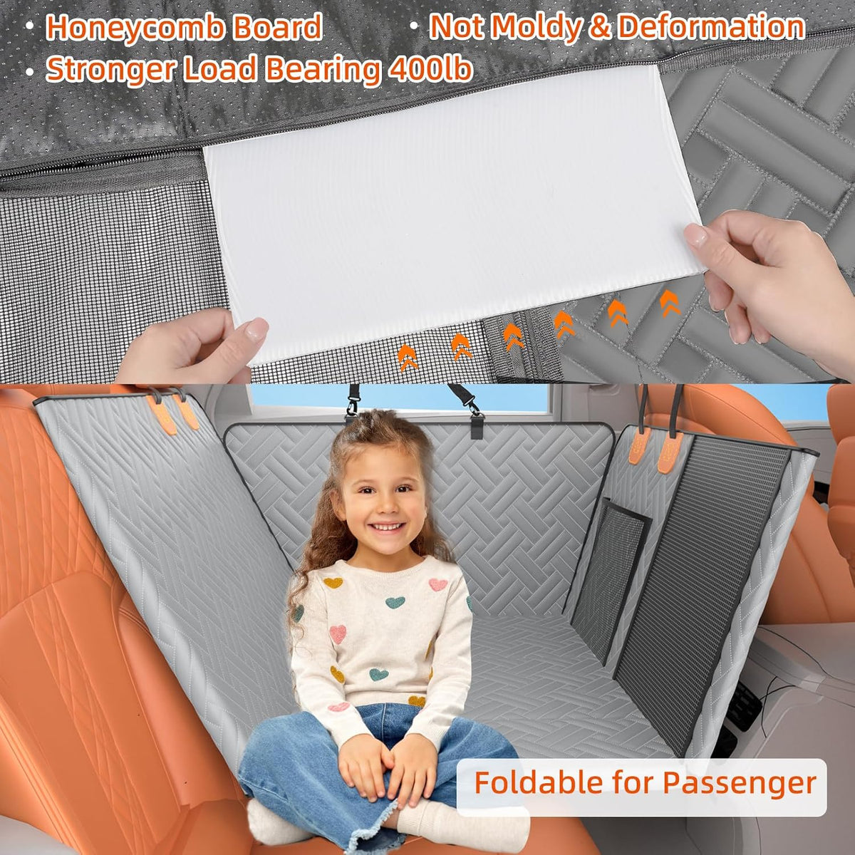 Back Seat Extender for Dogs,Hard Bottom Car Seat Cover for