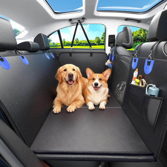 2-In-1 Heavy-Duty Hard Bottom Dog Hammock for Car, PU
