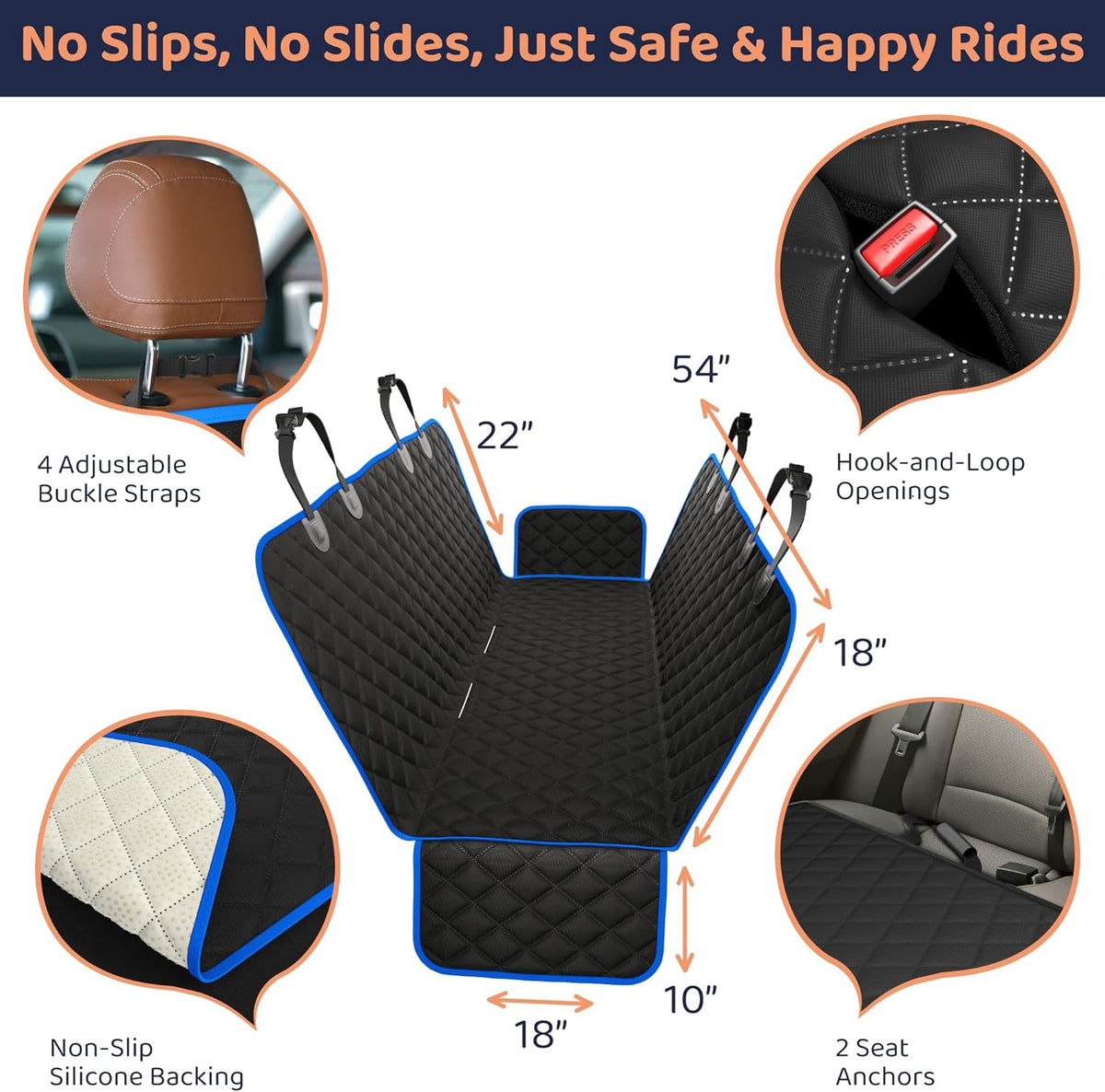 Dog Car Seat Cover for Back Seat, Waterproof Hammock for