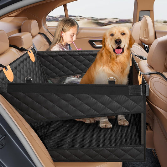 Large Dog Car Seat, Back Seat Extender for Dogs with 3 Mesh