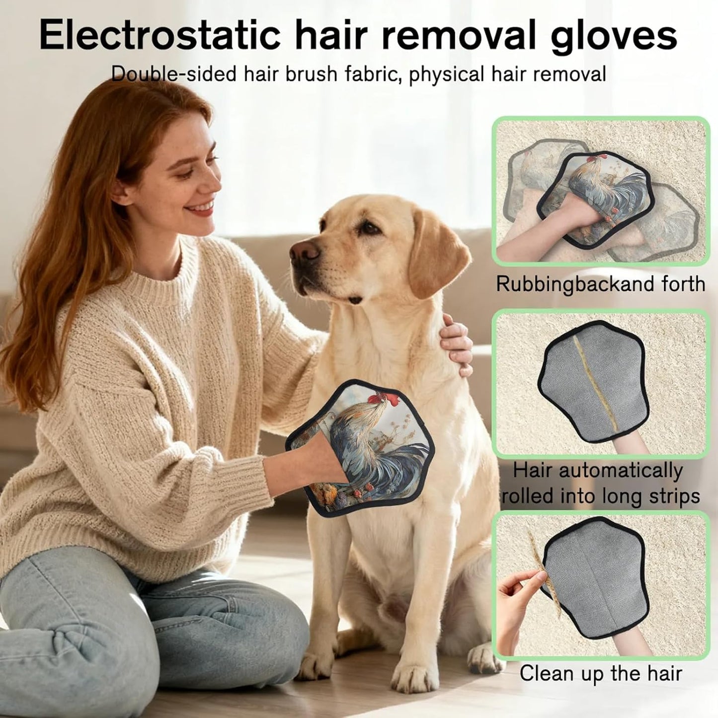 Pet Hair Removal Glove for Dogs Cats Reusable Washable Set