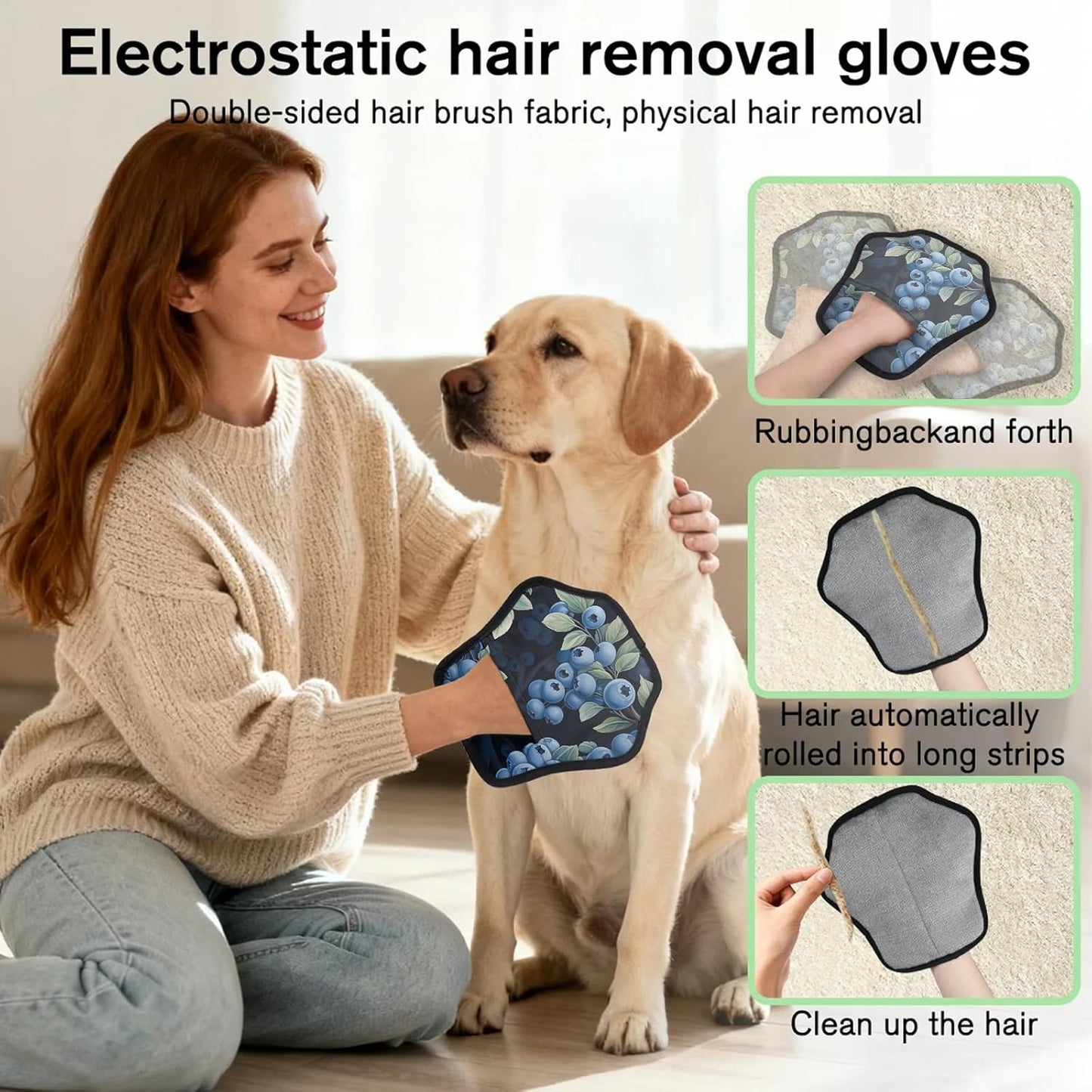 Pet Hair Removal Glove for Dogs Cats Reusable Washable Set