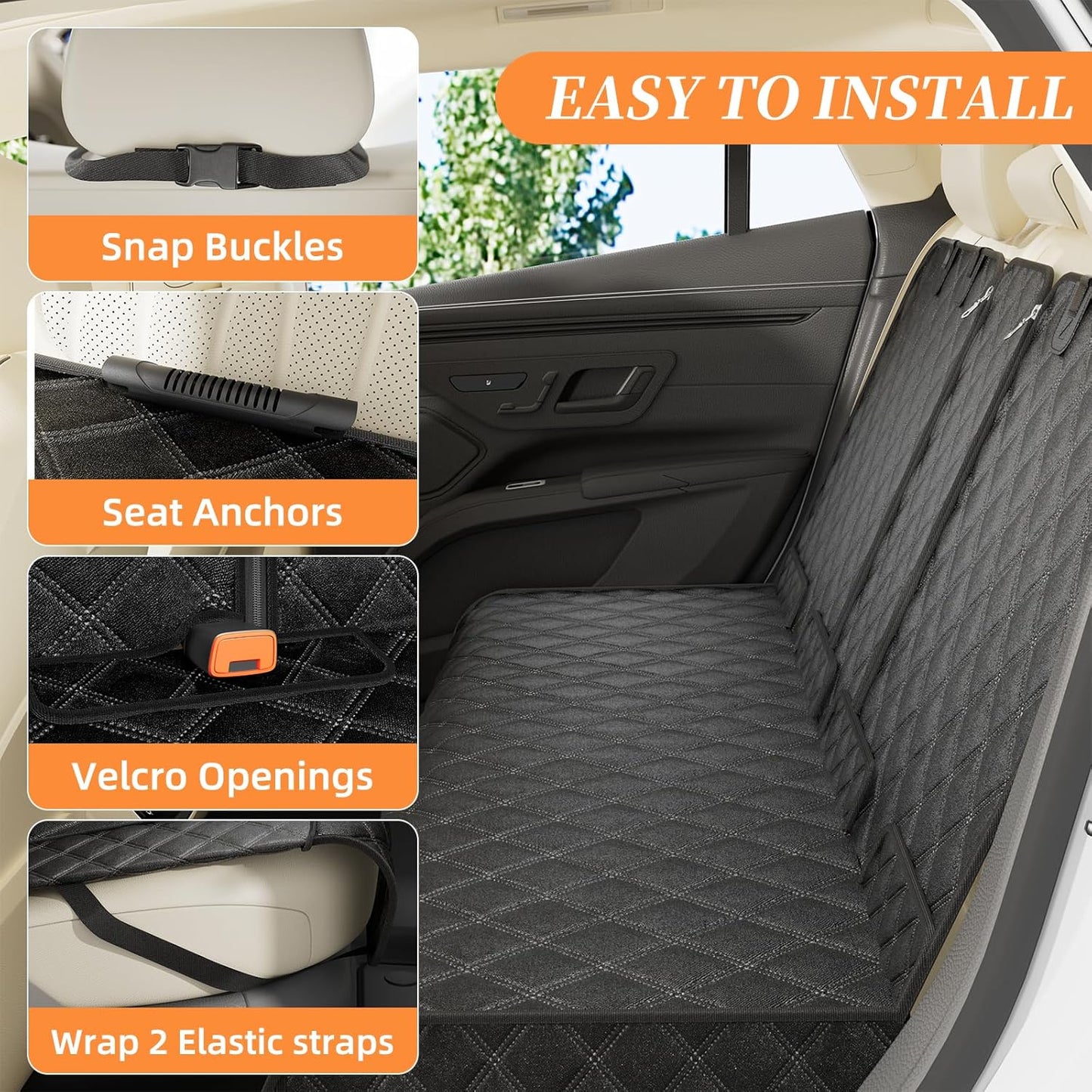 Dog Car Seat Cover, Back Seat Pet Bed Mat Protector