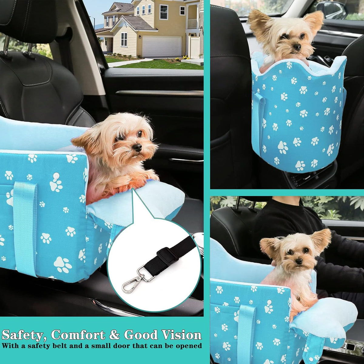 Center Console Dog Car Seat for Small Dogs Under