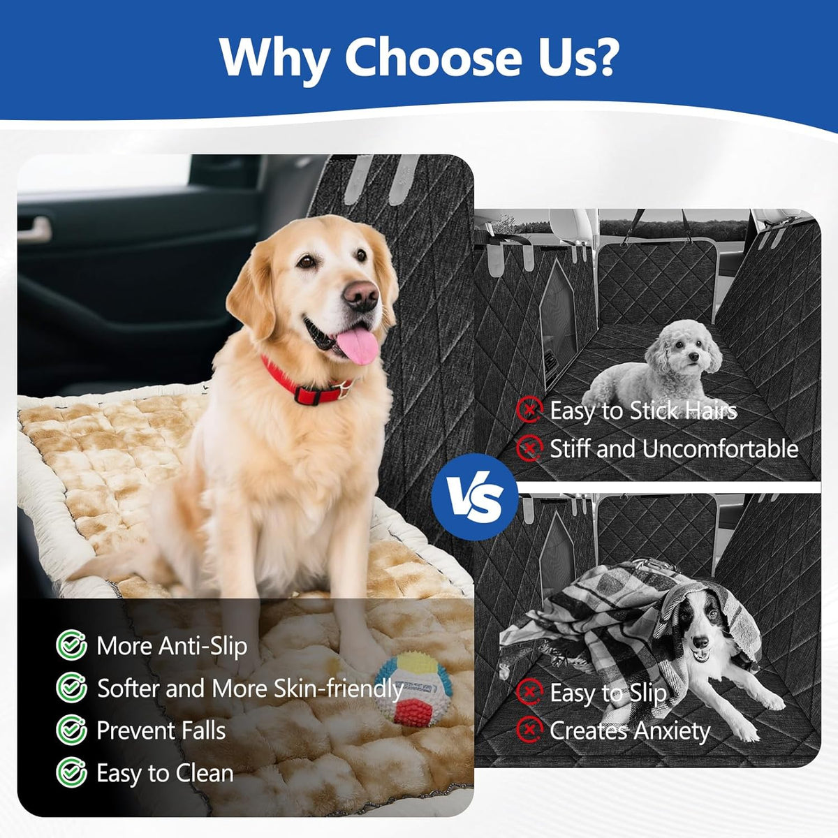 Thickened Dog Bed for Car Back Seat, Upgraded Bottom