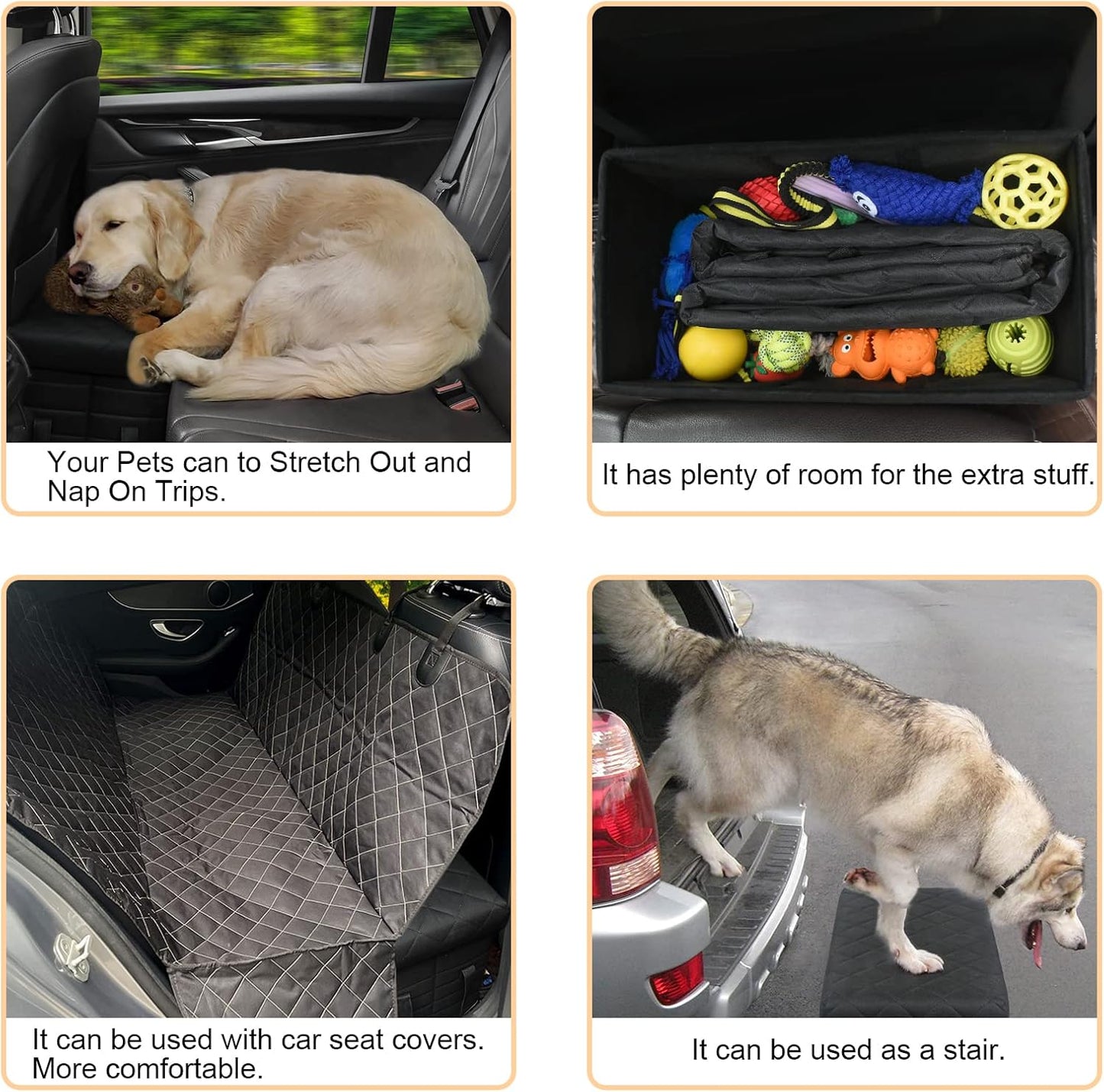 Car Back Seat Extender for Large Dogs up to 200lbs,Dog Car