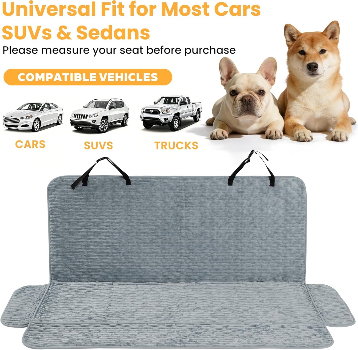 Dog Car Seat Cover for Front or Back Seat, Soft Flannel Pet