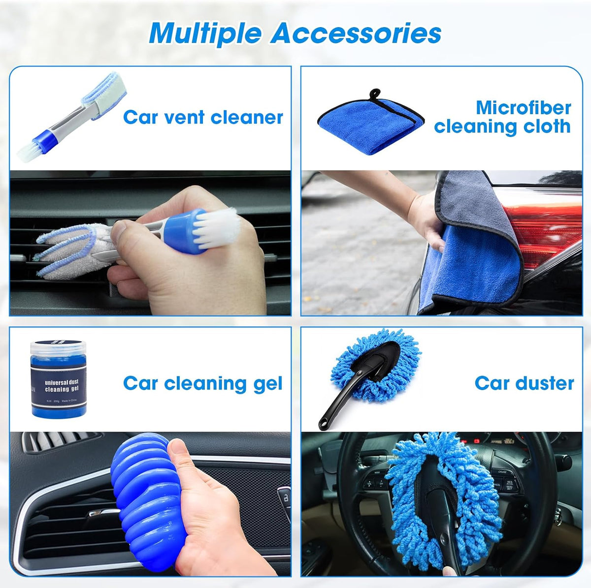 25PCS Car Cleaning Kit, Car Detailing Kit Interior with High Power Handheld Vacuum Cleaner, Windshield Cleaner, Cleaning Gel, Professional Auto Accessories for Men, Women