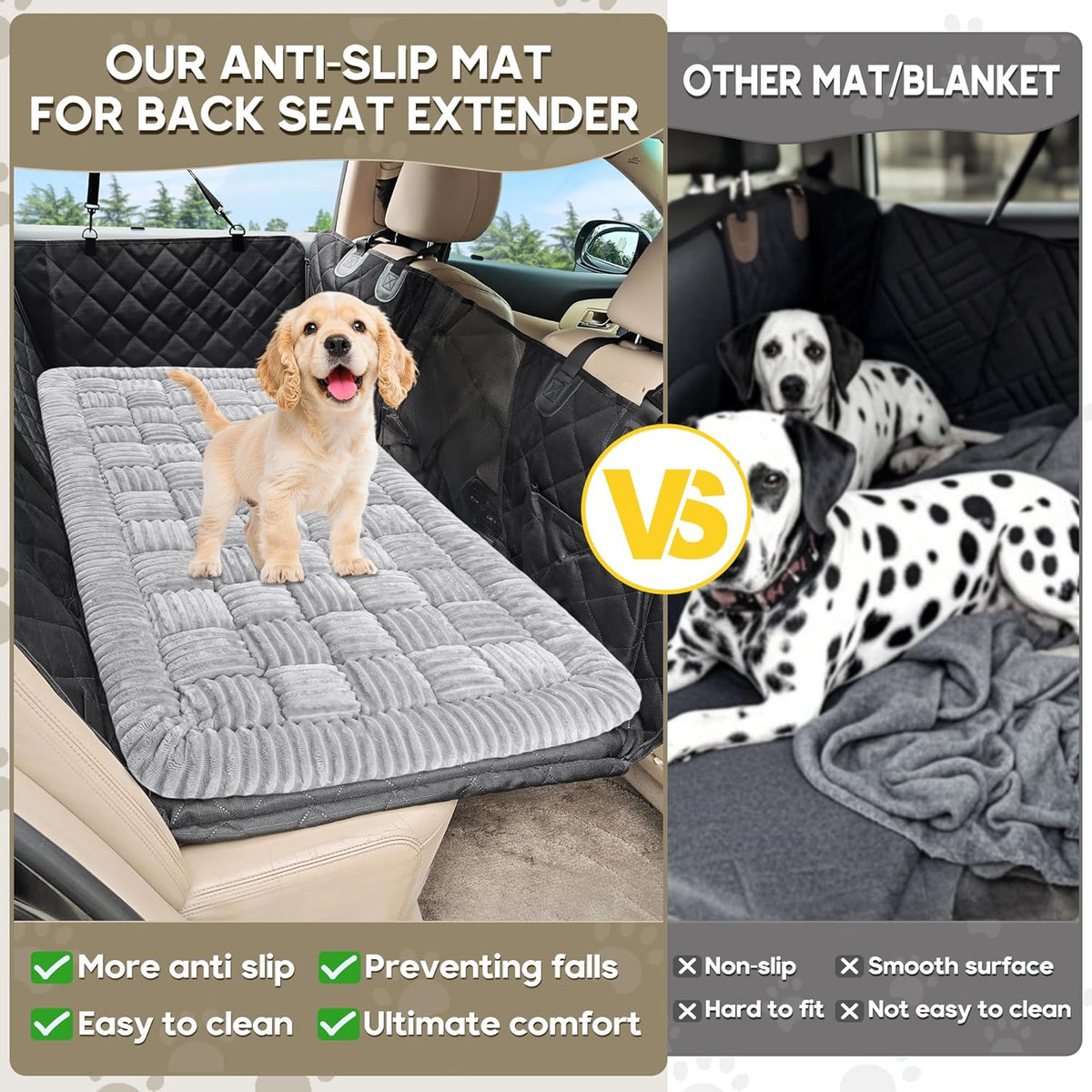 Dog Car Bed Mat, Non-Slip Backseat Extender Pet Blanket